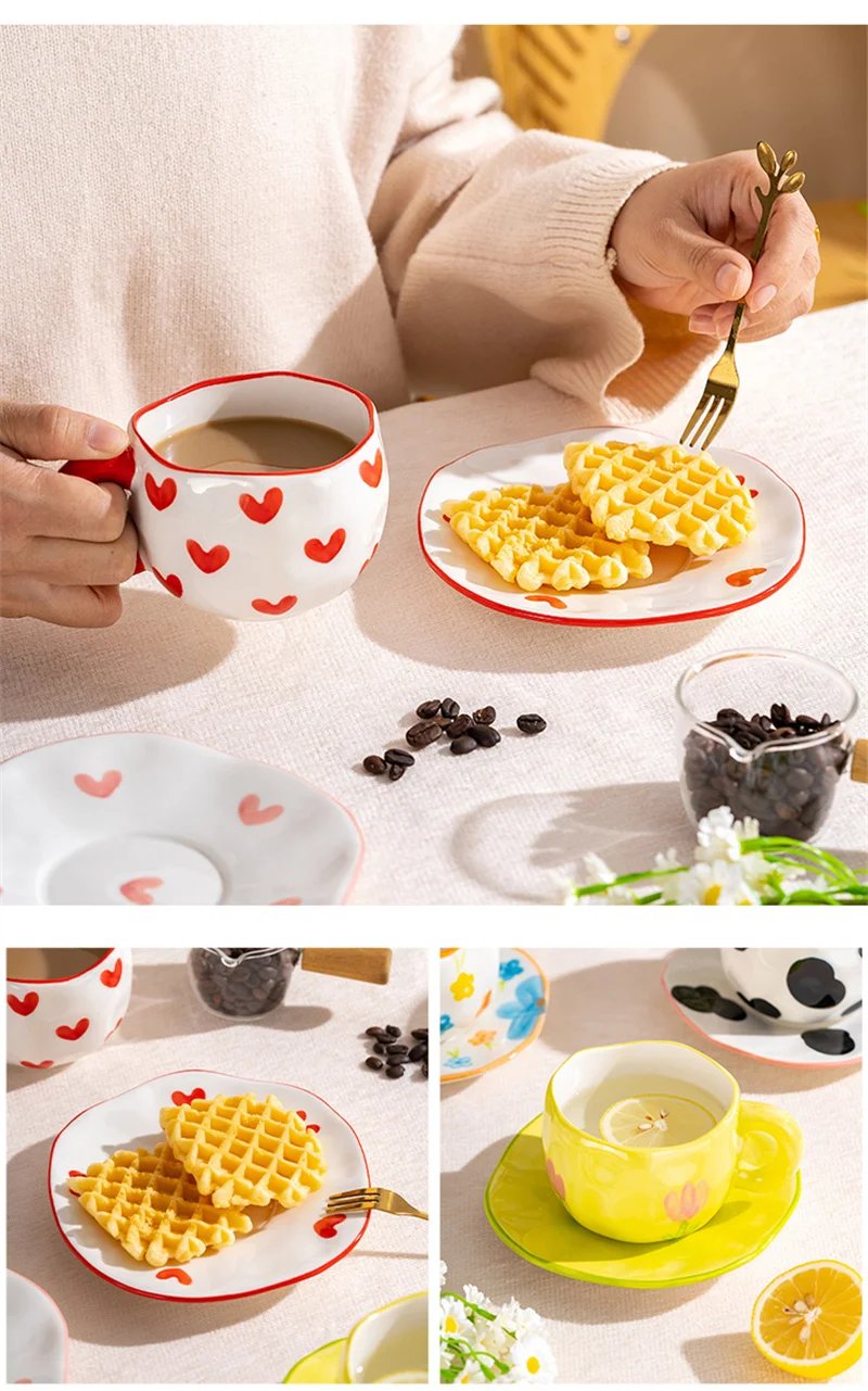 300ML Creative Hand Pinched Irregular Flower Ceramic mug Handmade Coffee Cup Breakfast Milk Afternoon tea cups Korean Style Mugs 300ML Creative Hand Pinched Irregular Flower Ceramic mug Handmade Coffee Cup Breakfast Milk Afternoon tea cups Korean Style Mugs
