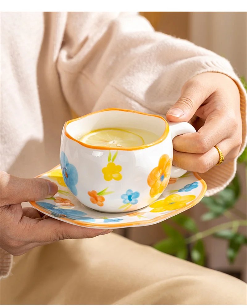 300ML Creative Hand Pinched Irregular Flower Ceramic mug Handmade Coffee Cup Breakfast Milk Afternoon tea cups Korean Style Mugs 300ML Creative Hand Pinched Irregular Flower Ceramic mug Handmade Coffee Cup Breakfast Milk Afternoon tea cups Korean Style Mugs