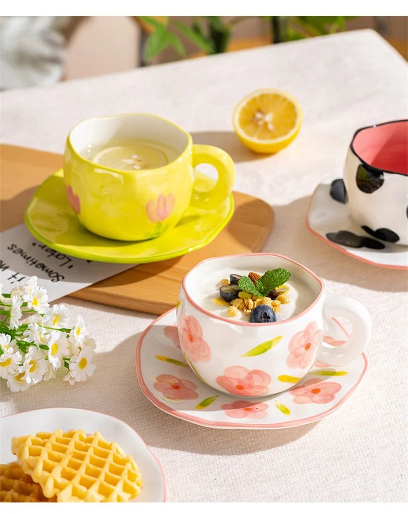 300ML Creative Hand Pinched Irregular Flower Ceramic mug Handmade Coffee Cup Breakfast Milk Afternoon tea cups Korean Style Mugs 300ML Creative Hand Pinched Irregular Flower Ceramic mug Handmade Coffee Cup Breakfast Milk Afternoon tea cups Korean Style Mugs