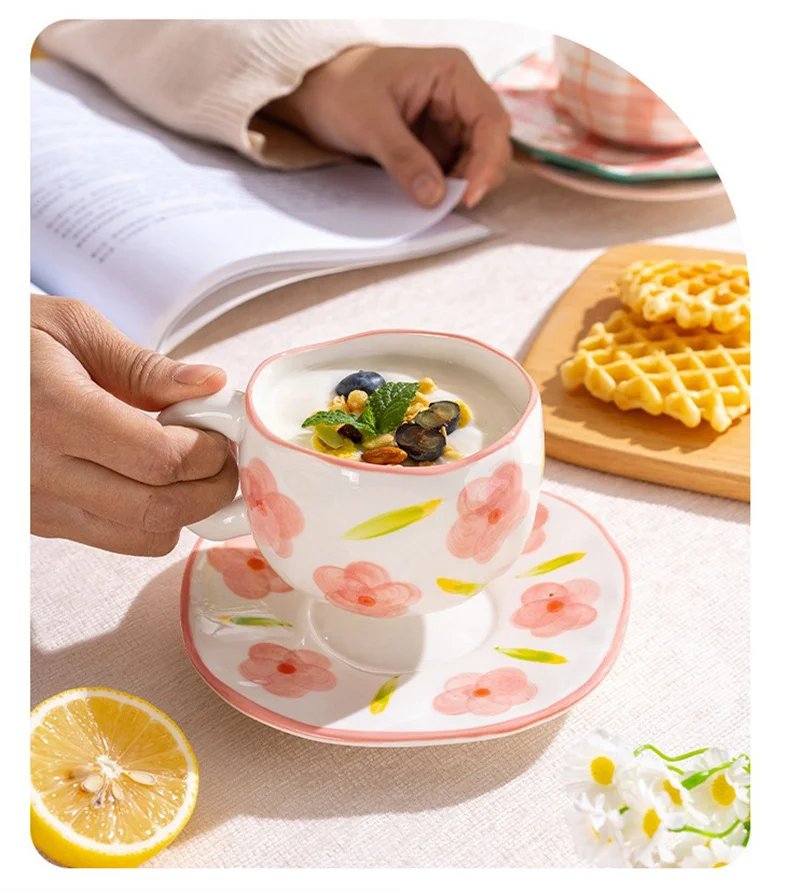 300ML Creative Hand Pinched Irregular Flower Ceramic mug Handmade Coffee Cup Breakfast Milk Afternoon tea cups Korean Style Mugs 300ML Creative Hand Pinched Irregular Flower Ceramic mug Handmade Coffee Cup Breakfast Milk Afternoon tea cups Korean Style Mugs