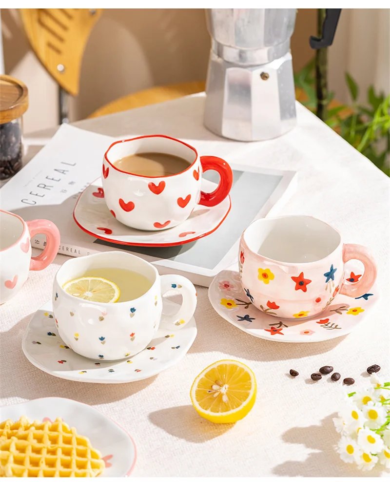 300ML Creative Hand Pinched Irregular Flower Ceramic mug Handmade Coffee Cup Breakfast Milk Afternoon tea cups Korean Style Mugs 300ML Creative Hand Pinched Irregular Flower Ceramic mug Handmade Coffee Cup Breakfast Milk Afternoon tea cups Korean Style Mugs