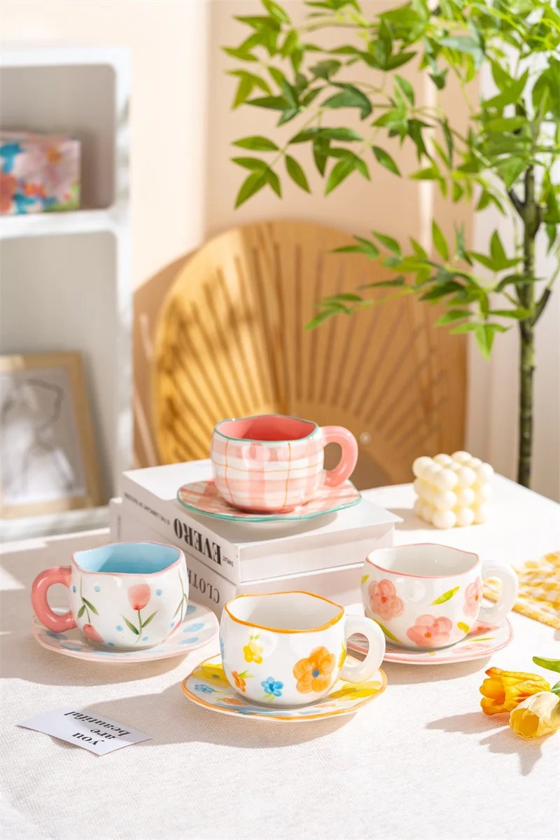 300ML Creative Hand Pinched Irregular Flower Ceramic mug Handmade Coffee Cup Breakfast Milk Afternoon tea cups Korean Style Mugs 300ML Creative Hand Pinched Irregular Flower Ceramic mug Handmade Coffee Cup Breakfast Milk Afternoon tea cups Korean Style Mugs