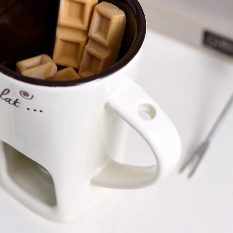European Candle Cup Cheese Chocolate Melting Ceramic Mug Heating Food Ceramic Mug with Fork Creative Coffee Mug Tableware 130ML European Candle Cup Cheese Chocolate Melting Ceramic Mug Heating Food Ceramic Mug with Fork Creative Coffee Mug Tableware 130ML