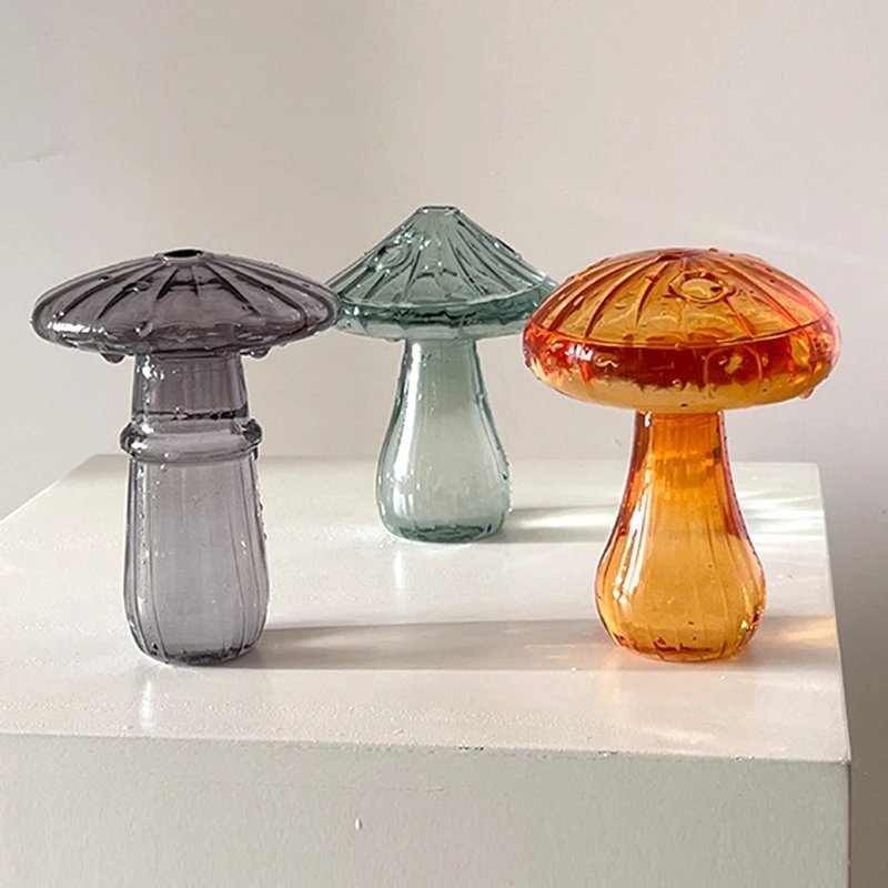 Creative Mushroom Glass Vase Plant Hydroponic Terrarium Art Plant Hydroponic Table Vase Glass Crafts DIY Aromatherapy Bottle