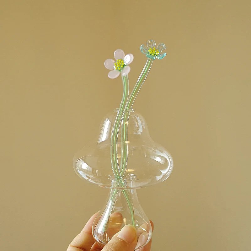 Creative Mushroom Glass Vase Plant Hydroponic Terrarium Art Plant Hydroponic Table Vase Glass Crafts DIY Aromatherapy Bottle