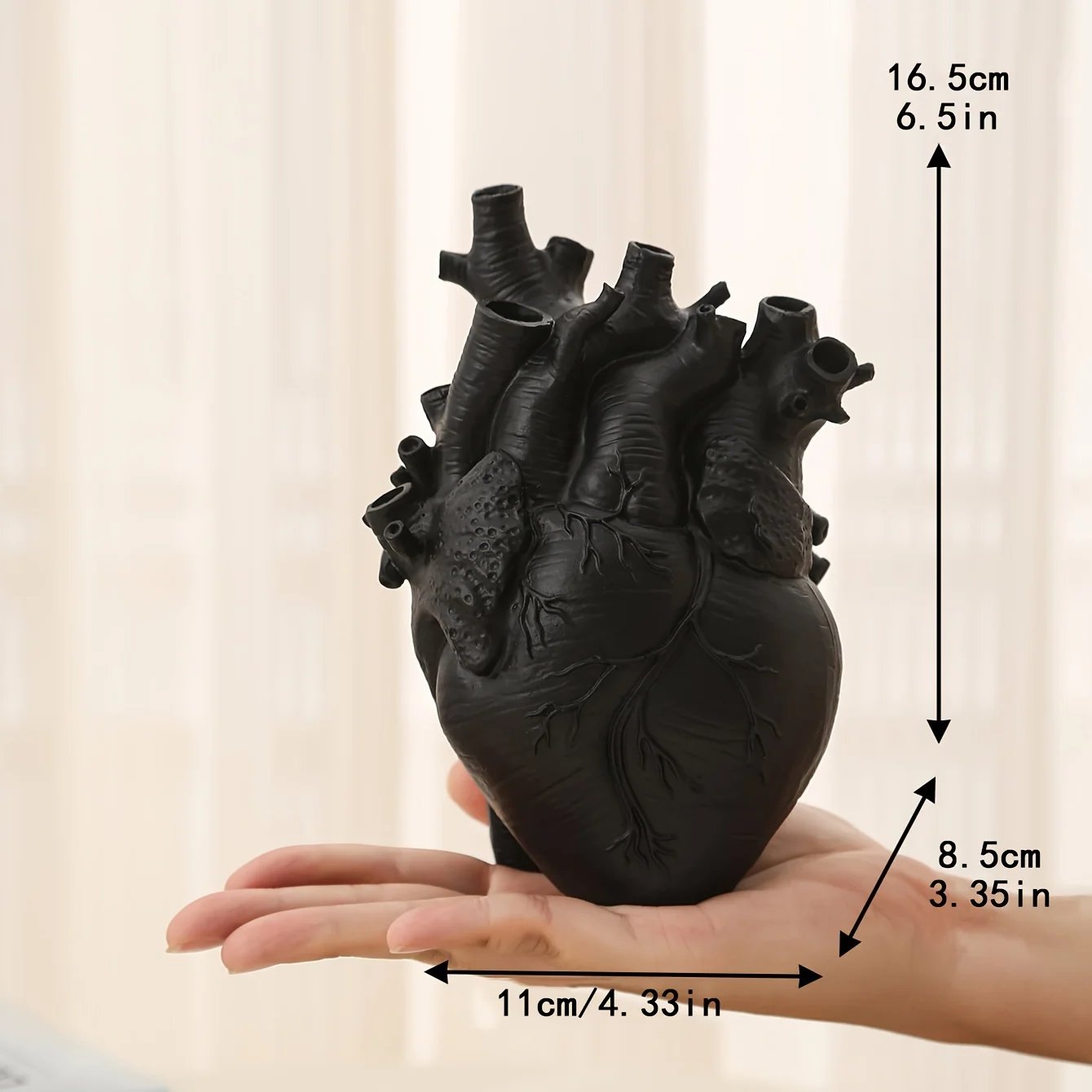 Anatomical Heart Vase Resin Figurine Glam Style Collectible Decorative Anatomy Themed Design Flower Holder for Tabletop Display