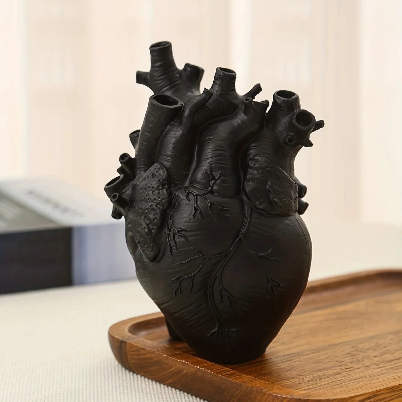 Anatomical Heart Vase Resin Figurine Glam Style Collectible Decorative Anatomy Themed Design Flower Holder for Tabletop Display