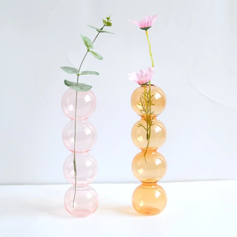 New Nordic Glass Bubble Vase INS Flower Arrangement Modern Creative Spherical Flower Vases Home Decoration Birthday Gift Pots