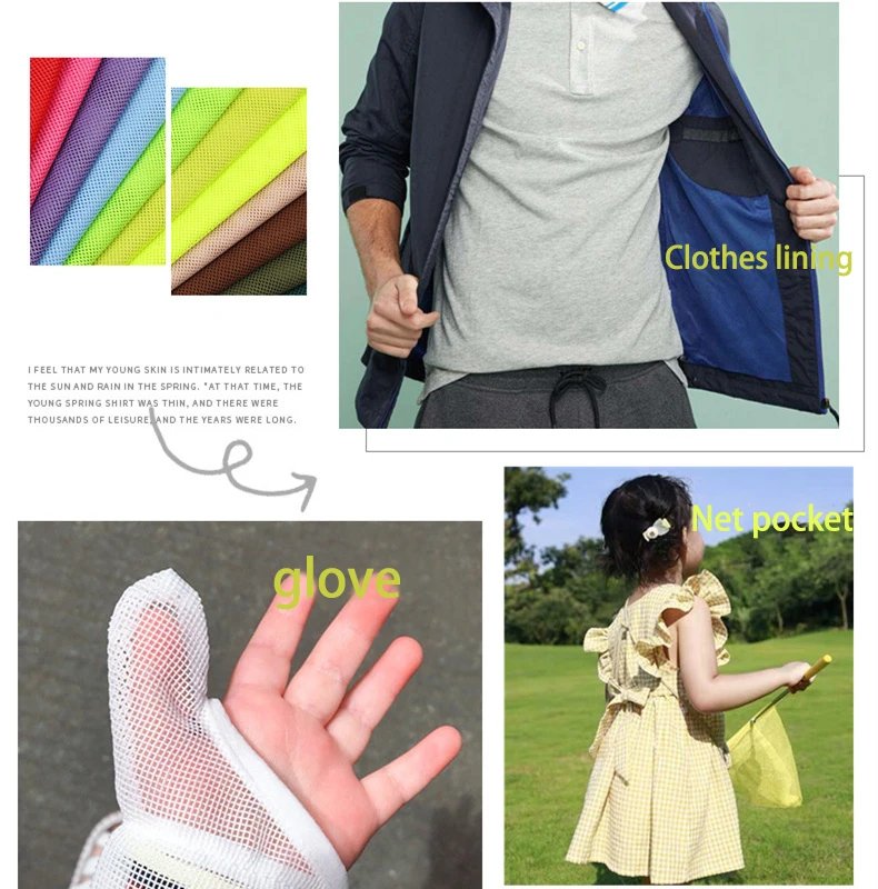 155x45cm 2x2 Low-stretch Mesh Fabric for Sewing Mosquito Net Curtain T-shirt Sportswear Knitted Lining Fabric Cloth Accessories