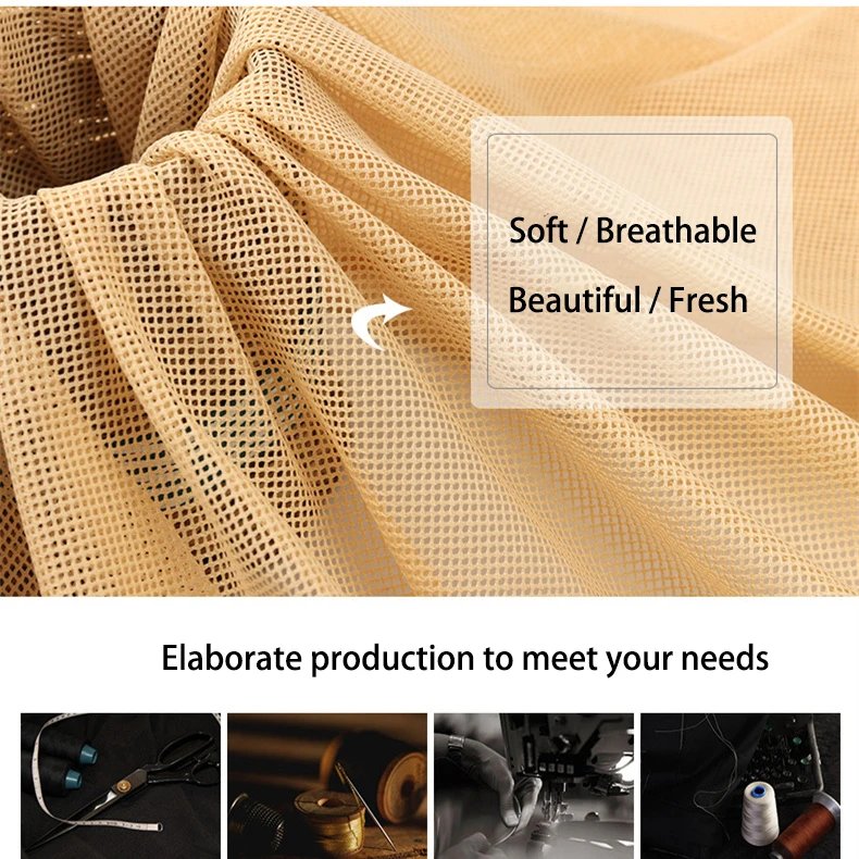 155x45cm 2x2 Low-stretch Mesh Fabric for Sewing Mosquito Net Curtain T-shirt Sportswear Knitted Lining Fabric Cloth Accessories