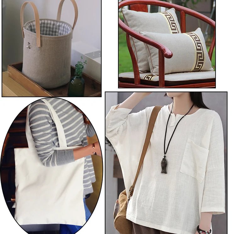 0.5M/1M/2M Cotton Linen Woven Fabric for Table Sofa Curtains Decoration DIY Sewing Material Embroidery Practice Fabric