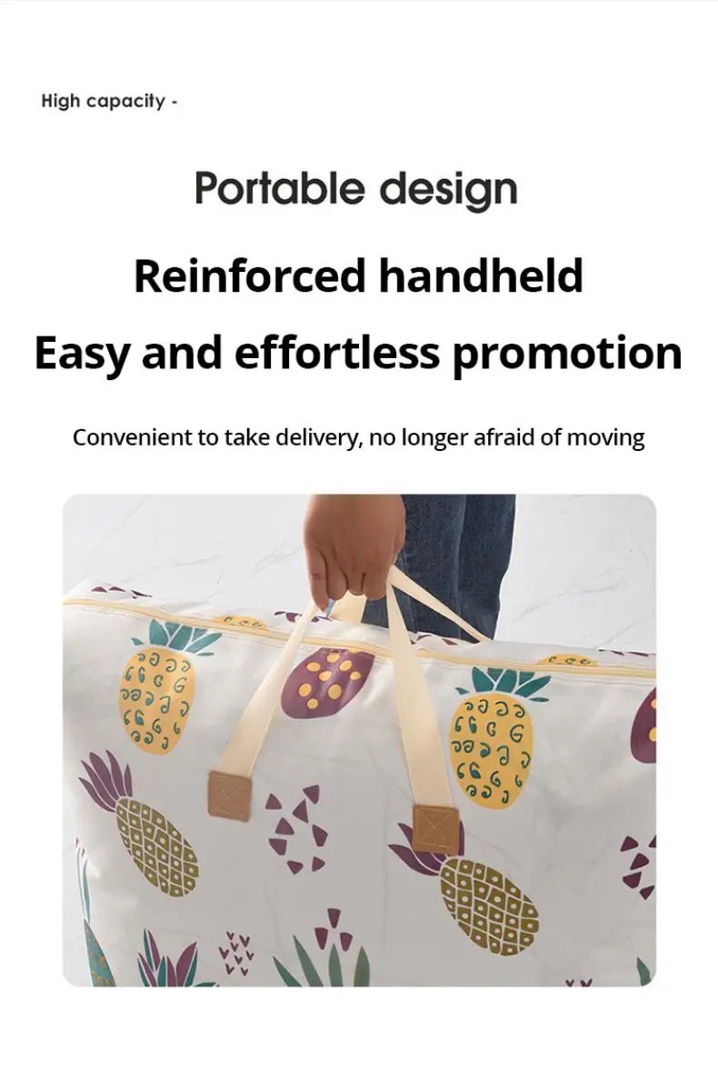 1pc Large Capacity Clothes Storage Bag Organizer With Reinforced Handle For Blankets Bedding Foldable With Zipper Storage Bag