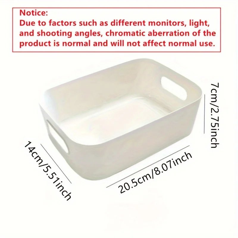 1Pcs White Plastic Storage Box，with Handle - Multifunctional Toy，Family，Kitchen，Bathroom and Office Food Storage Room