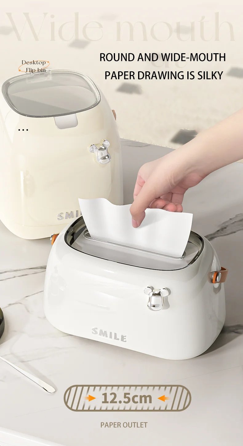 Cream Colored Trendy And Violent Bear Home Living Room With Handle Spring, Light Luxury, High-End Creative Desktop Tissue Box