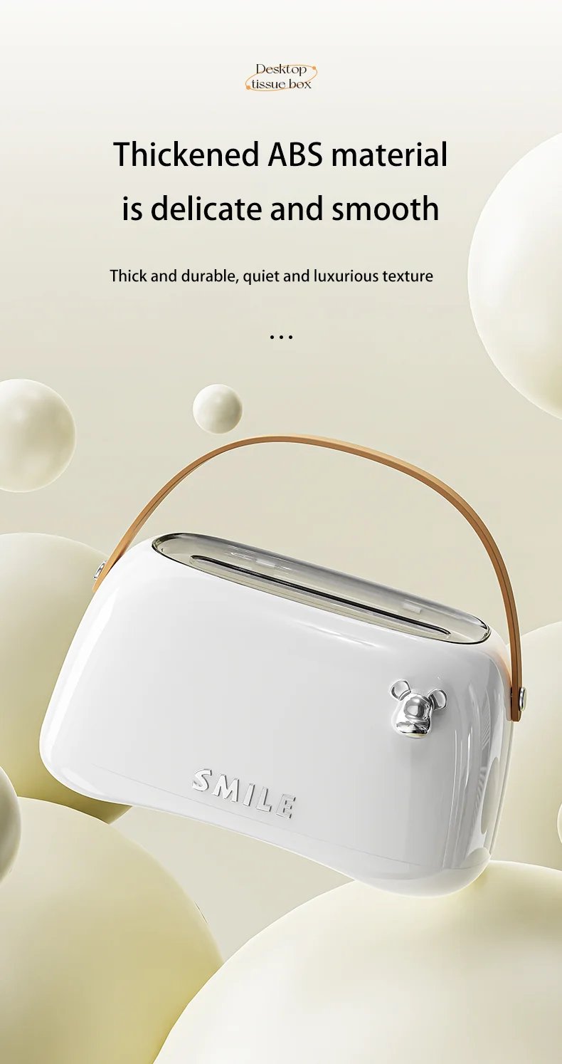Cream Colored Trendy And Violent Bear Home Living Room With Handle Spring, Light Luxury, High-End Creative Desktop Tissue Box