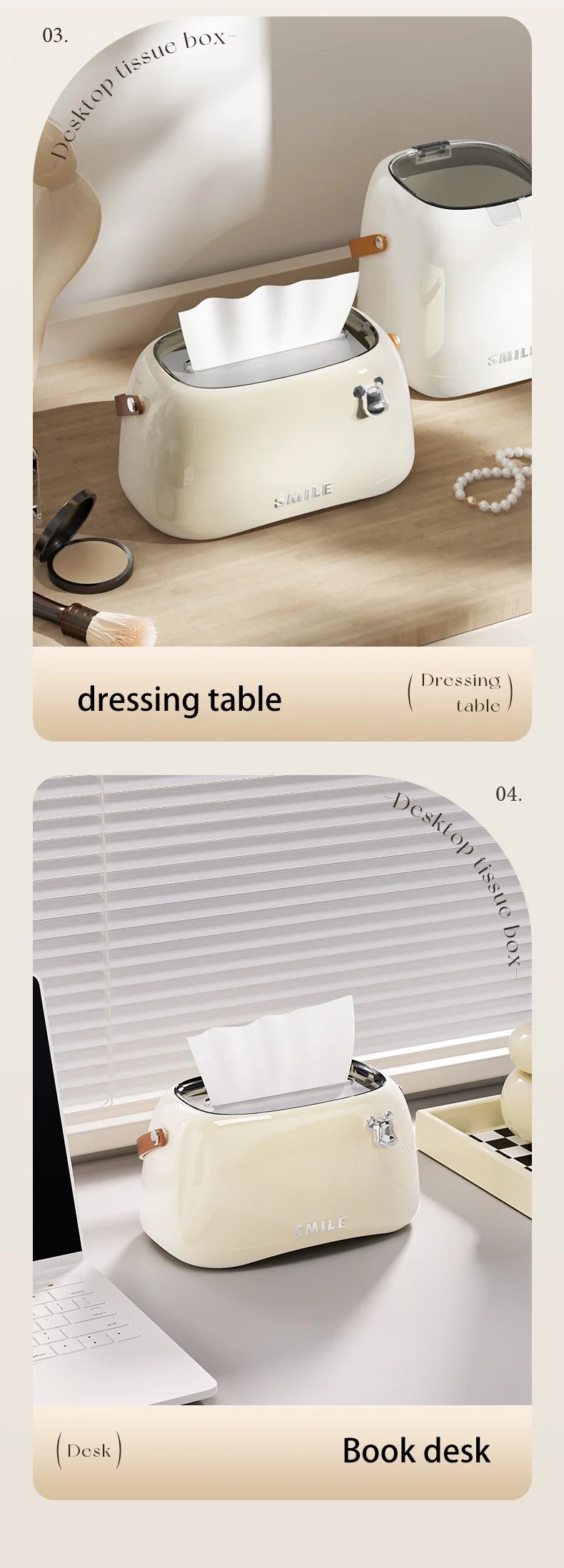 Cream Colored Trendy And Violent Bear Home Living Room With Handle Spring, Light Luxury, High-End Creative Desktop Tissue Box