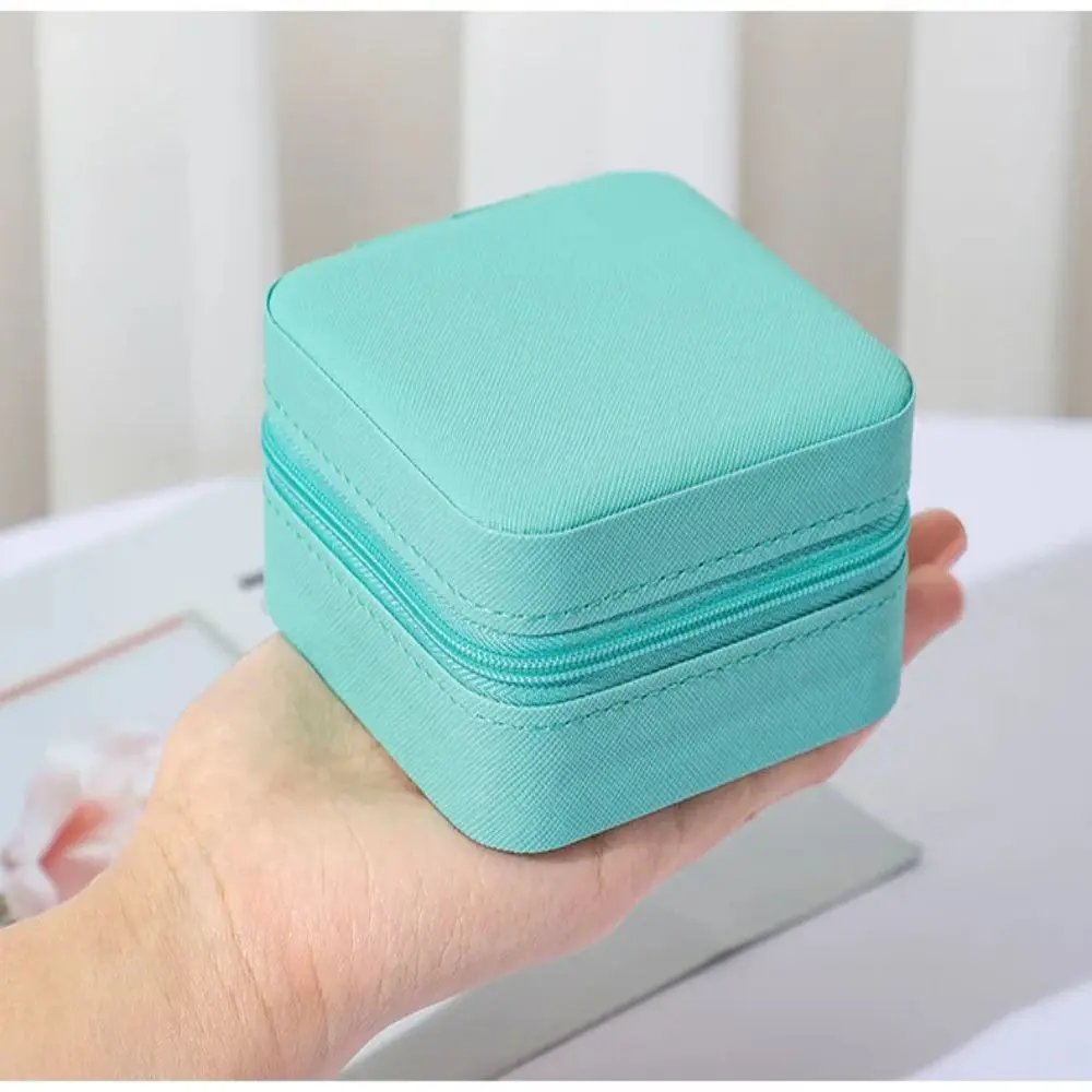 Mini Jewelry Storage Box Portable Home Travel Earrings Necklace Storage Case for Women Ring Organizer PU Leather Display Case