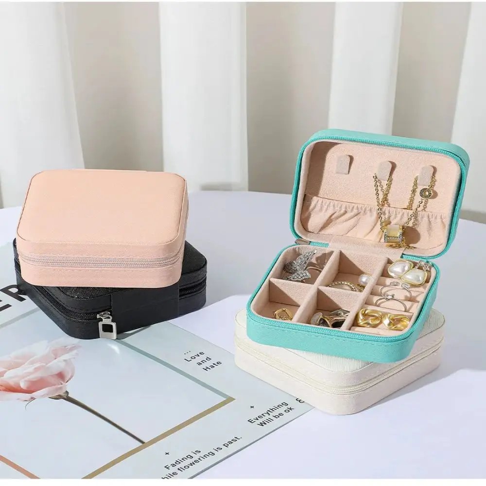 Mini Jewelry Storage Box Portable Home Travel Earrings Necklace Storage Case for Women Ring Organizer PU Leather Display Case
