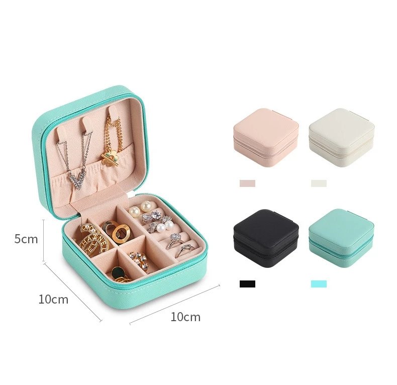 Mini Jewelry Storage Box Portable Home Travel Earrings Necklace Storage Case for Women Ring Organizer PU Leather Display Case