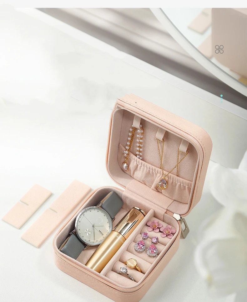 Mini Jewelry Storage Box Portable Home Travel Earrings Necklace Storage Case for Women Ring Organizer PU Leather Display Case