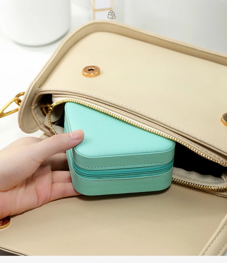 Mini Jewelry Storage Box Portable Home Travel Earrings Necklace Storage Case for Women Ring Organizer PU Leather Display Case