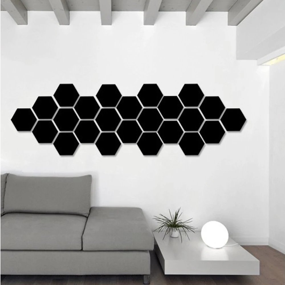 6/12pcs 3D Mirror Wall Sticker Hexagon Decal Home Decor DIY Self-adhesive Mirror Decor Stickers Art Wall Decoration 126mm Large