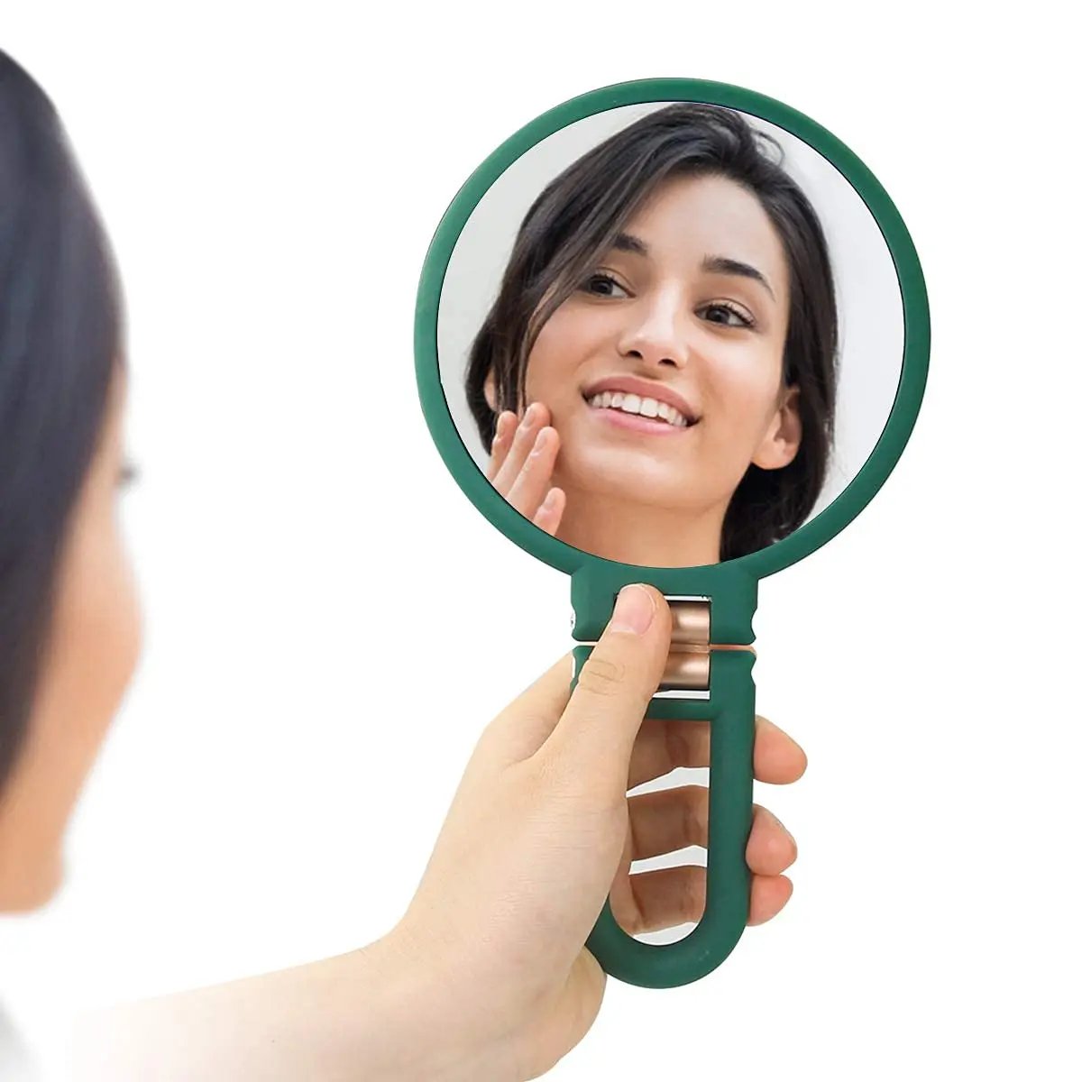 Magnifying Handheld Mirror ,Travel Folding Hand Held Mirror,Double Sided Pedestal Makeup Mirror with 1/2/5/10/15x Magnification