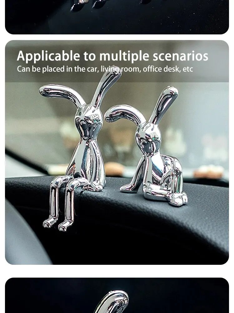 2PC Long-Eared Rabbit Double Statue Cartoon Decoration Accessories Living Room Bedroom Car Decoration Desktop Decorative Ornamet