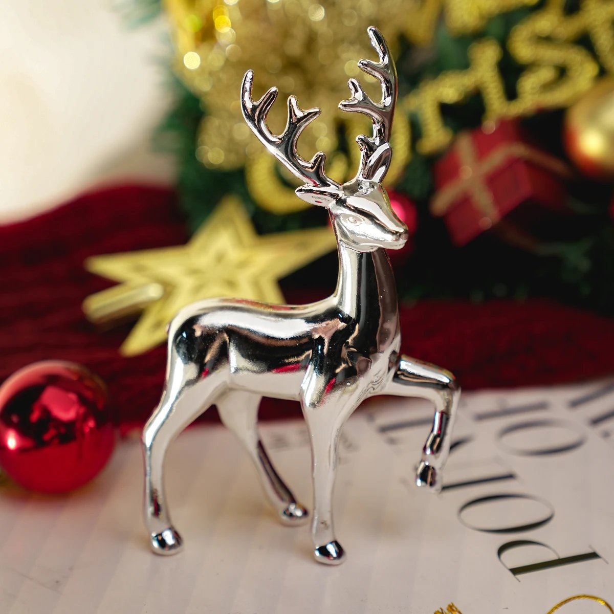 Gold Deer Statue Reindeer Figurines Resin Elk Sculpture Living Room Luxury Home Decor Christmas Decoration Tabletop Ornaments