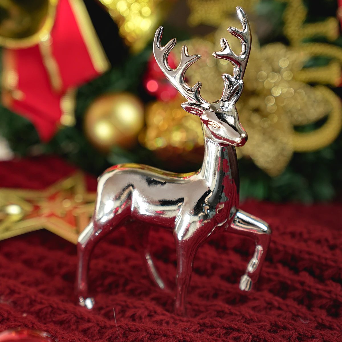 Gold Deer Statue Reindeer Figurines Resin Elk Sculpture Living Room Luxury Home Decor Christmas Decoration Tabletop Ornaments