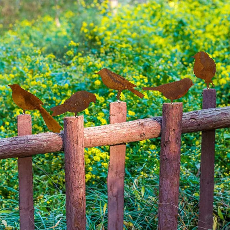 4 Pcs/set Rusty Metal Bird Ornament Iron Crafts Birds Shaped Art Silhouette Sculpture Home Decor Outdoor Garden Fence Decoration 4 Pcs/set Rusty Metal Bird Ornament Iron Crafts Birds Shaped Art Silhouette Sculpture Home Decor Outdoor Garden Fence Decoration