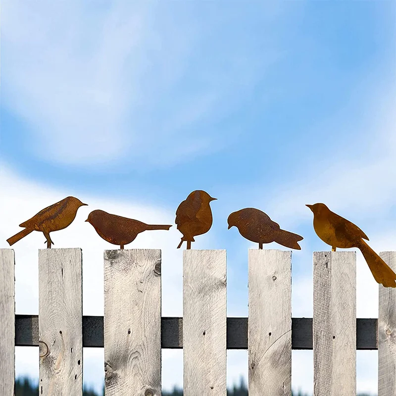 4 Pcs/set Rusty Metal Bird Ornament Iron Crafts Birds Shaped Art Silhouette Sculpture Home Decor Outdoor Garden Fence Decoration 4 Pcs/set Rusty Metal Bird Ornament Iron Crafts Birds Shaped Art Silhouette Sculpture Home Decor Outdoor Garden Fence Decoration
