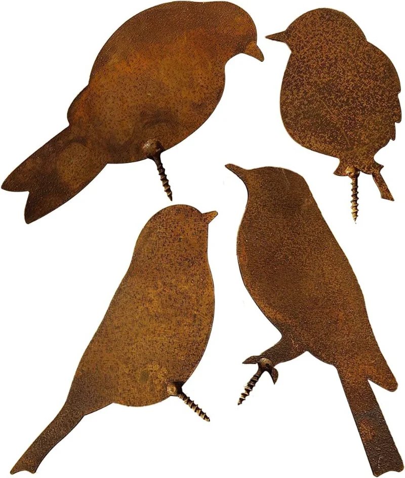 4 Pcs/set Rusty Metal Bird Ornament Iron Crafts Birds Shaped Art Silhouette Sculpture Home Decor Outdoor Garden Fence Decoration 4 Pcs/set Rusty Metal Bird Ornament Iron Crafts Birds Shaped Art Silhouette Sculpture Home Decor Outdoor Garden Fence Decoration