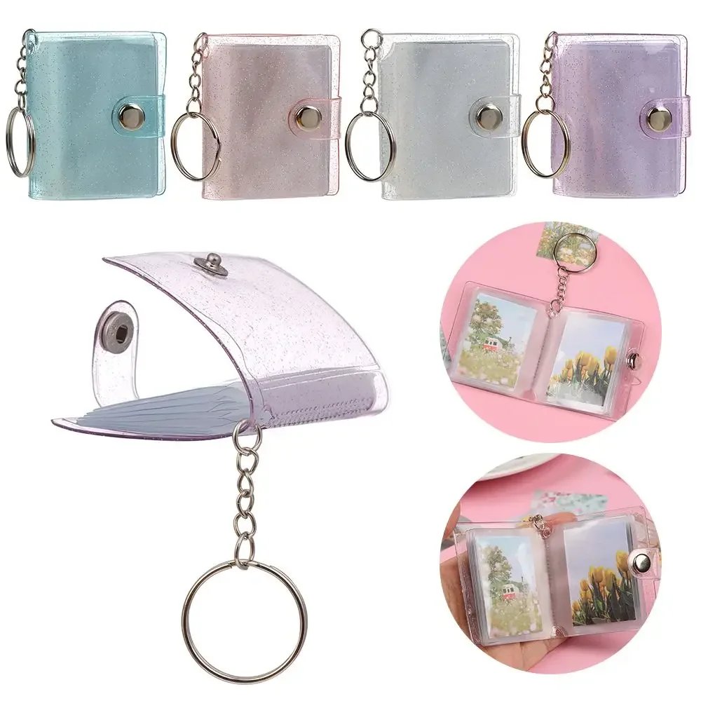 1PC Receipt Holder Stationery Key Chain Jewelry Accessories For Photos Cards Photos Holder Mini Photo Albums 2 Inch