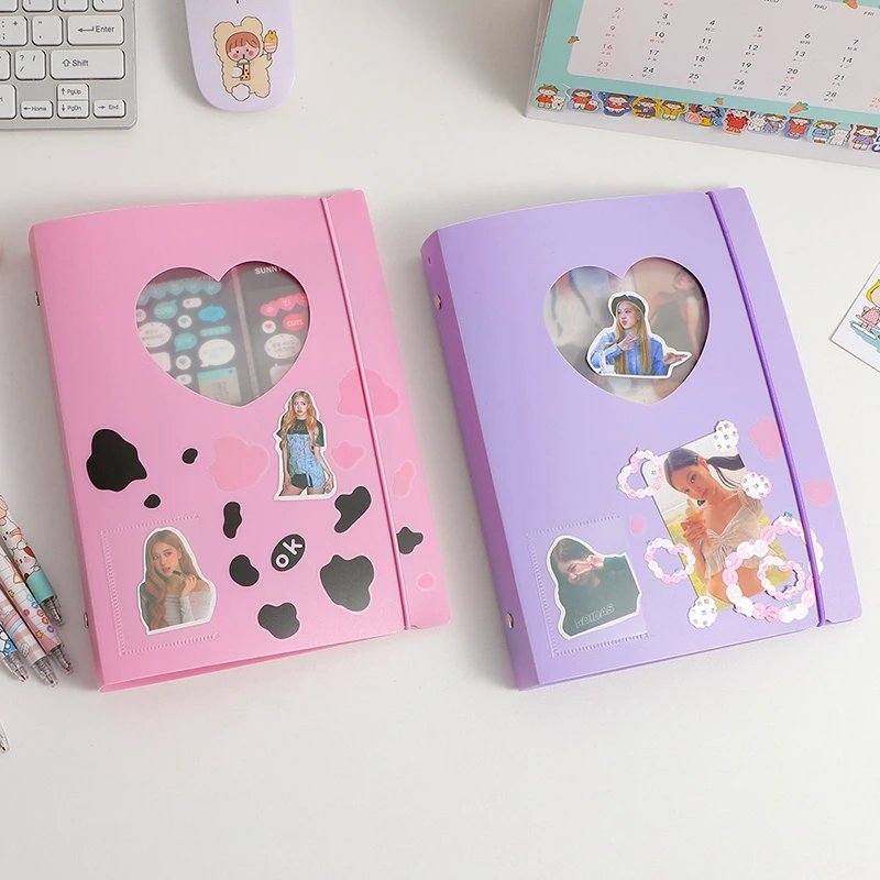 A5 Kpop Binder Photocards Holder Ins Album Book 3 Inch Album Heart Photo Card Album Student School Stationery Birthday Gifts