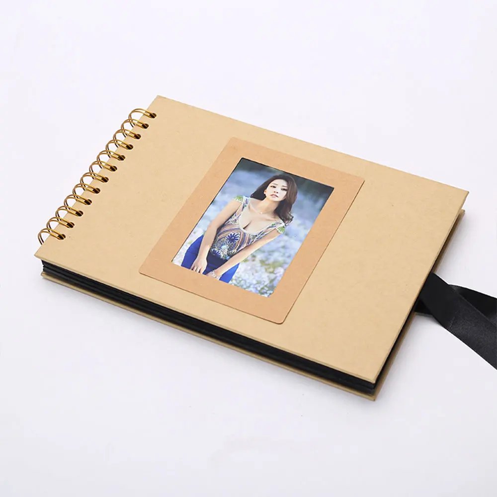 ZK20 80 Black Pages Memory Books DIY Craft Photo Albums Scrapbook Cover Kraft Album For Wedding Anniversary Gifts Memory Books