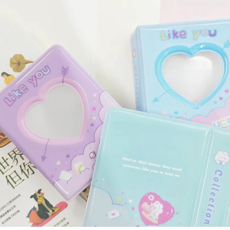 Kpop Photocards Binder Cute Photo Album Mini Photocard Holder 3 Inch Love Heart Hollow Collector Book Binding Machine Fajas