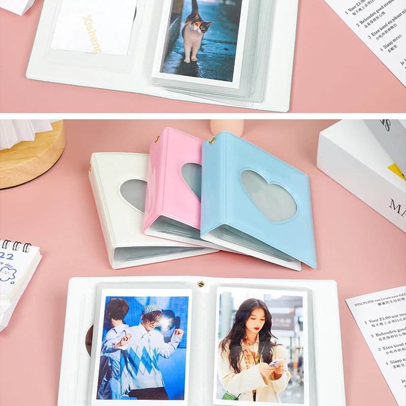 Kpop Photocards Binder Cute Photo Album Mini Photocard Holder 3 Inch Love Heart Hollow Collector Book Binding Machine Fajas