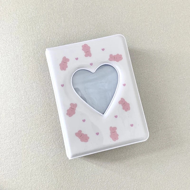 Cute Bear Photo Album 3 Inch Love Heart Hollow Picture Storage Case Kpop Card Binder Name Card Book Photocard Holder 36 Pockets