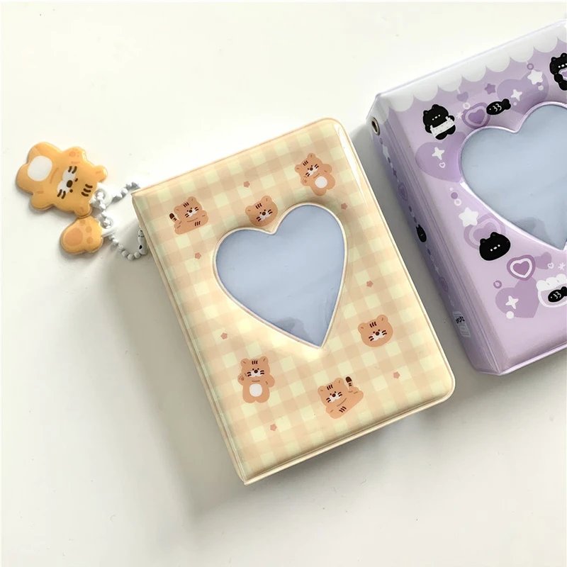 Cute Bear Photo Album 3 Inch Love Heart Hollow Picture Storage Case Kpop Card Binder Name Card Book Photocard Holder 36 Pockets