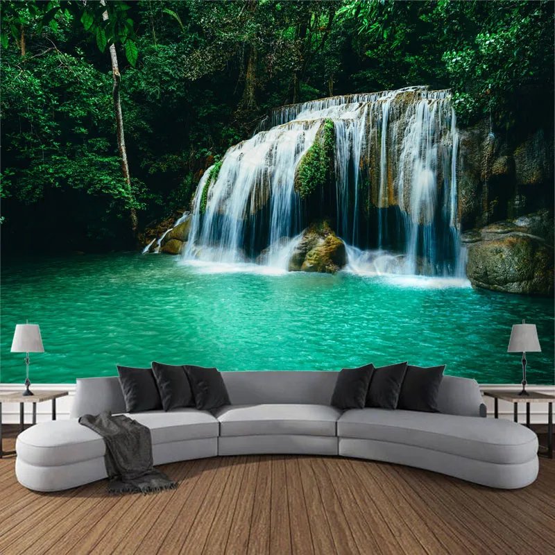 Beautiful nature waterfall tapestry forest print seascape hippie wall hanging bohemian wall tapestry mandala wall decoration
