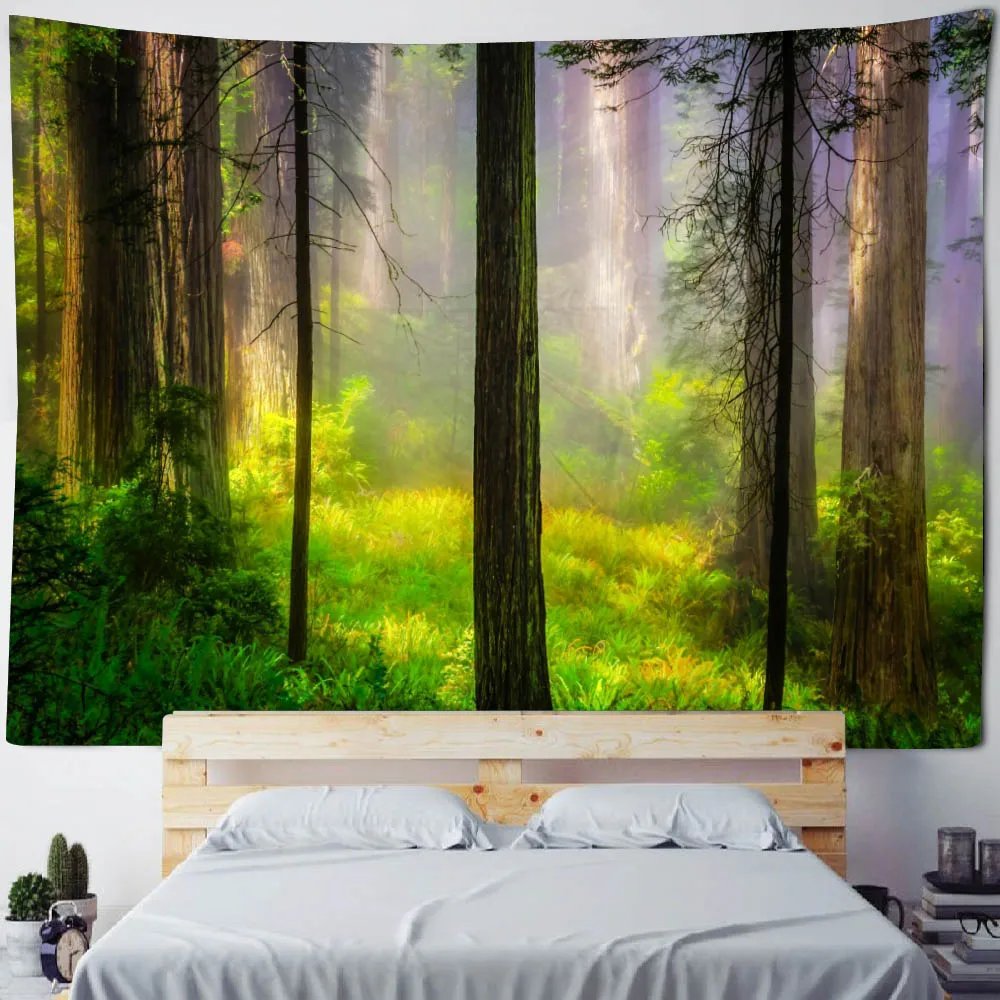 Beautiful nature waterfall tapestry forest print seascape hippie wall hanging bohemian wall tapestry mandala wall decoration