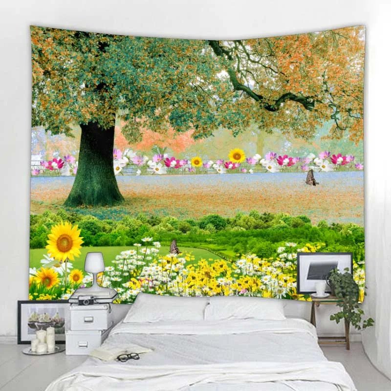 Beautiful nature waterfall tapestry forest print seascape hippie wall hanging bohemian wall tapestry mandala wall decoration