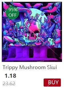 Trippy Girl Blacklight Tapestry UV Reactive Wall Hanging Living Room Decor Decoration Smoking Tapestries Aesthetic Sofa Blankets