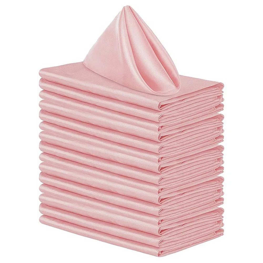 12Pcs 43*43cm Square Satin Table Napkin Hotel Serving Table Napkins Wedding Party Soft Handkerchief Christmas Home Table Decor