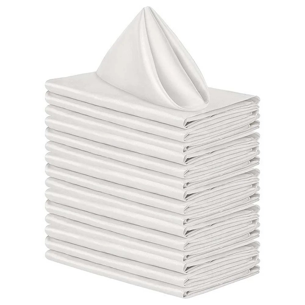12Pcs 43*43cm Square Satin Table Napkin Hotel Serving Table Napkins Wedding Party Soft Handkerchief Christmas Home Table Decor