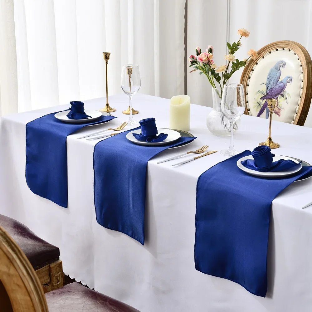12Pcs 30*30cm Square Satin Table Napkin Hotel Serving Table Napkins Washable Handkerchief  Wedding Birthday Banquet Decoration
