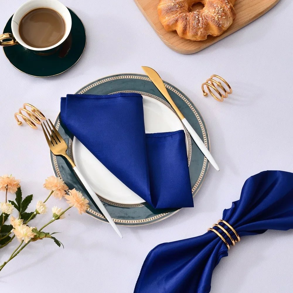 12Pcs 30*30cm Square Satin Table Napkin Hotel Serving Table Napkins Washable Handkerchief  Wedding Birthday Banquet Decoration