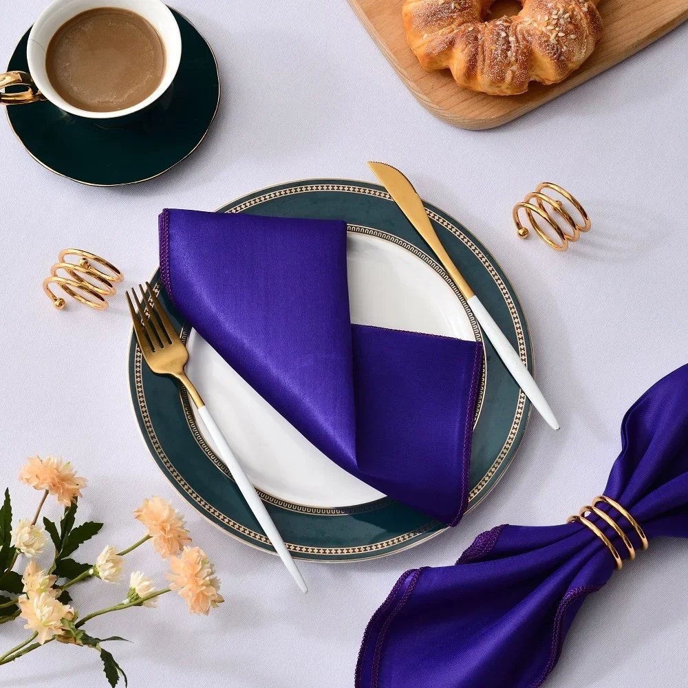 12Pcs 30*30cm Square Satin Table Napkin Hotel Serving Table Napkins Washable Handkerchief  Wedding Birthday Banquet Decoration