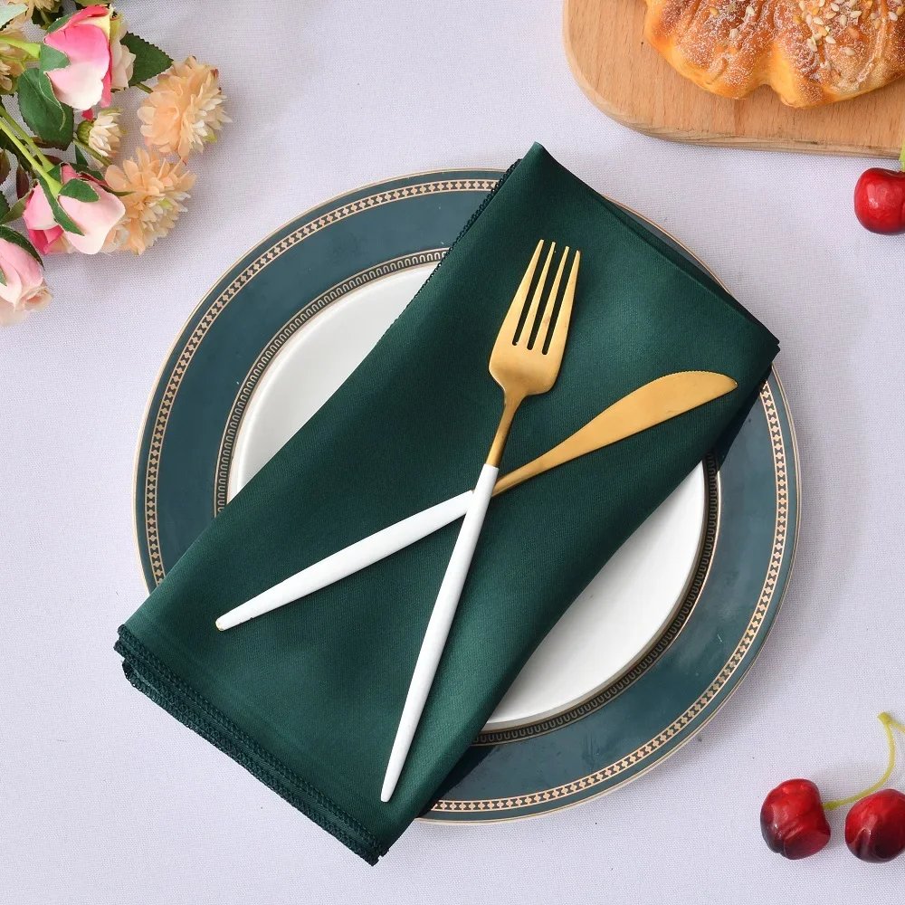 12Pcs 30*30cm Square Satin Table Napkin Hotel Serving Table Napkins Washable Handkerchief  Wedding Birthday Banquet Decoration